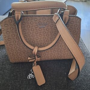 Guess Brown Logo Satchel Bag